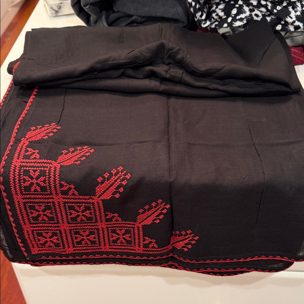 Vela NEW Threads Collection Black Scarf with Red Embroidery from 2016